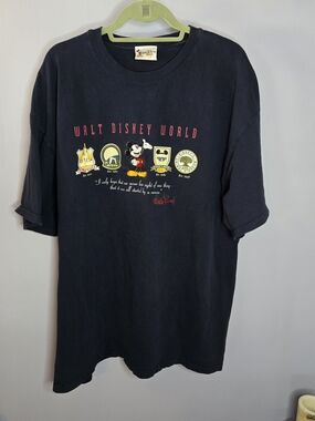 1990s Walt Disney World, Walt Disney Quote Dark Blue Shirt Size XL, Oversized